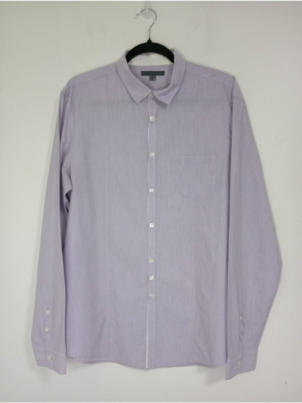 John Varvatos Long Sleeve Button-Down Shirt Lavender Pinstripe L 100% Cotton Men
